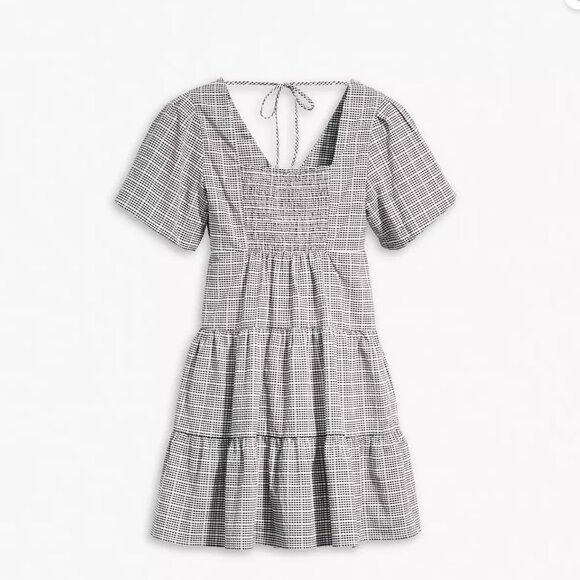 NWT LEVI'S Volume Sleeveless Dress In Katherine Seersucker Plaid Cloud Dancer - Picture 8 of 12